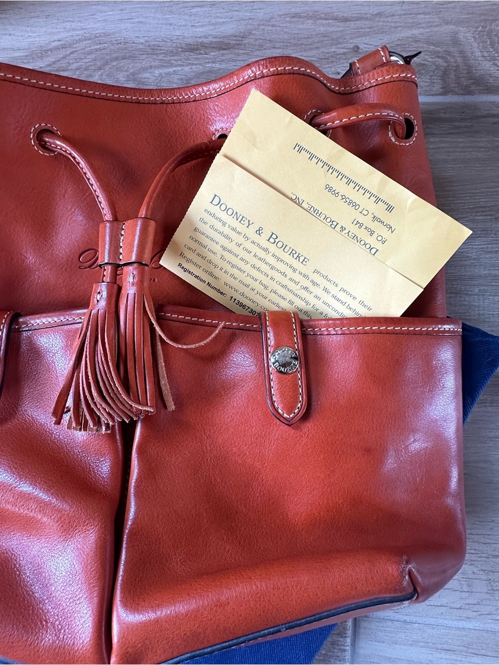 Dooney & Bourke Florentine Leather drawstring Distinguished Tassel Accents - Picture 8 of 12